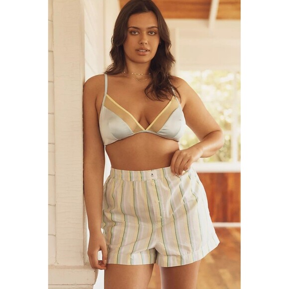 By Anthropologie The Wren Boxer Shorts Striped Printed Pull-on Cotton M 281670 - Picture 4 of 13